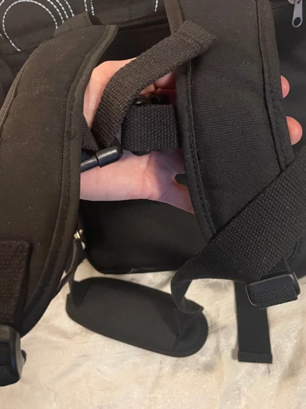Nunzia Diaper Bag Faille Black and Pink Circle Stitches Convertible Crossbody
